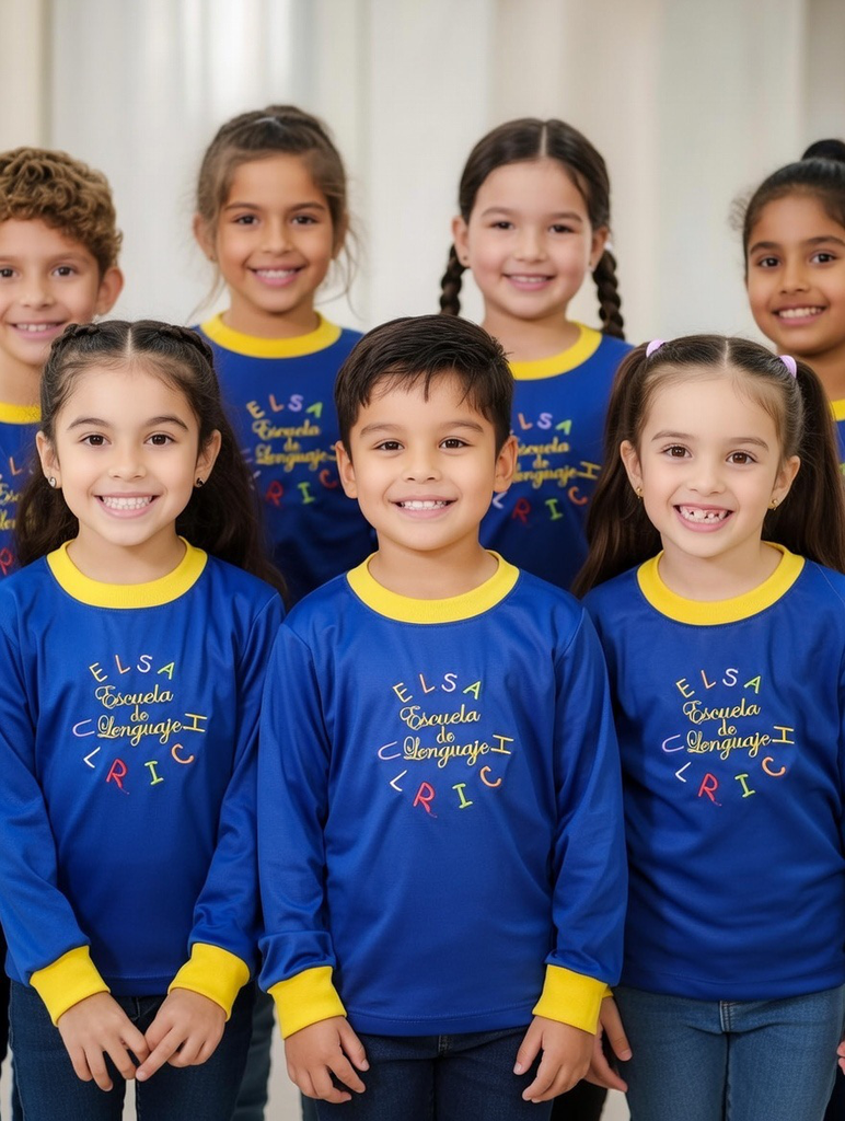 Alumnos de básica con polerón institucional bordado