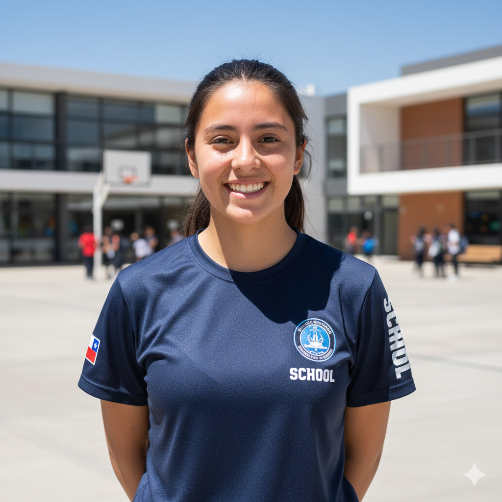 Alumna con polera deportiva escolar personalizada